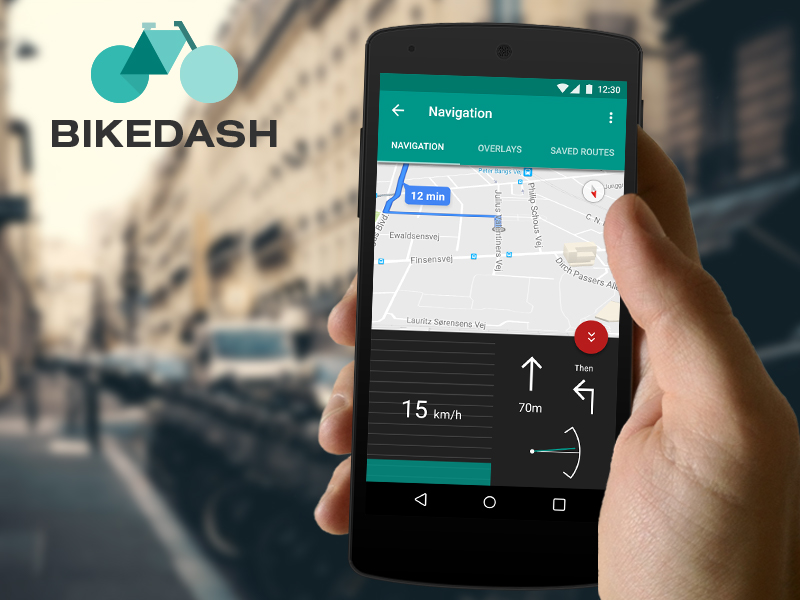 Logo and dashboard screen of teh BIKEDASH app